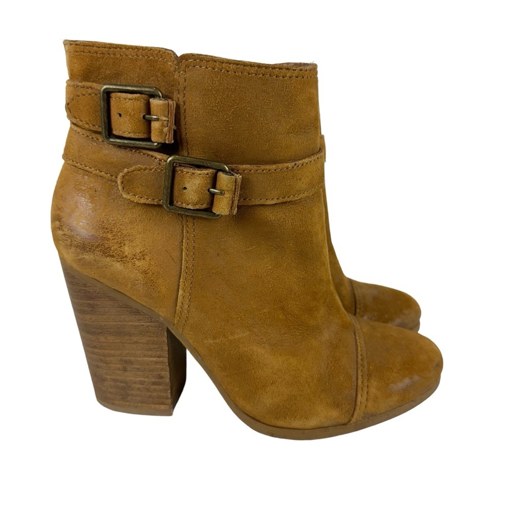 Lucky Brand Laureen Leather & Suede Chunky Heel Ankle Boots Brown Size 7.5 - Picture 2 of 5